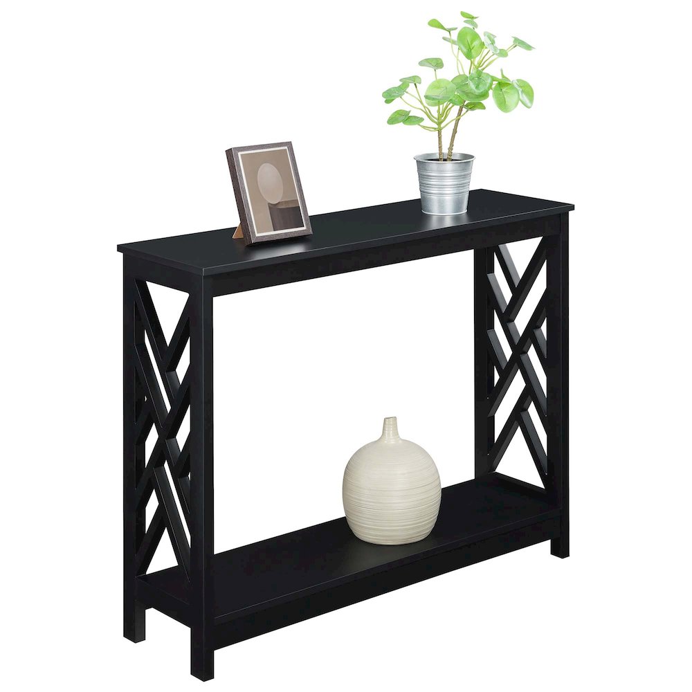 Titan Console Table with Shelf, Black. Picture 3