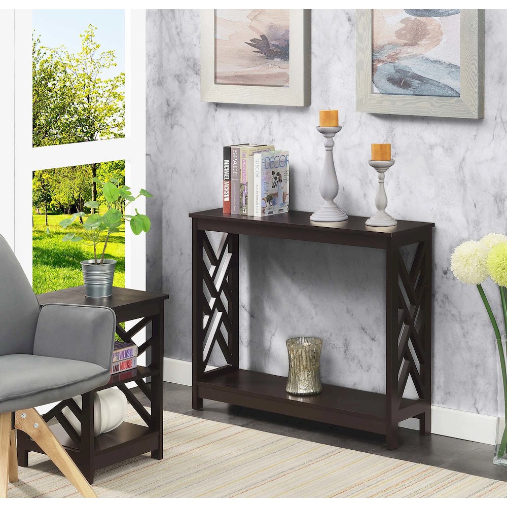 Titan Console Table with Shelf, Espresso. Picture 2