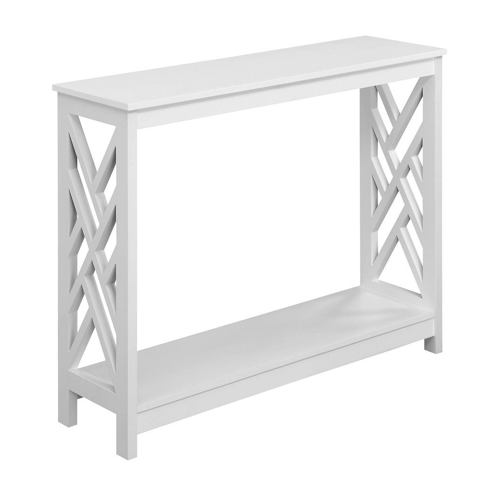 Titan Console Table with Shelf, White. Picture 1