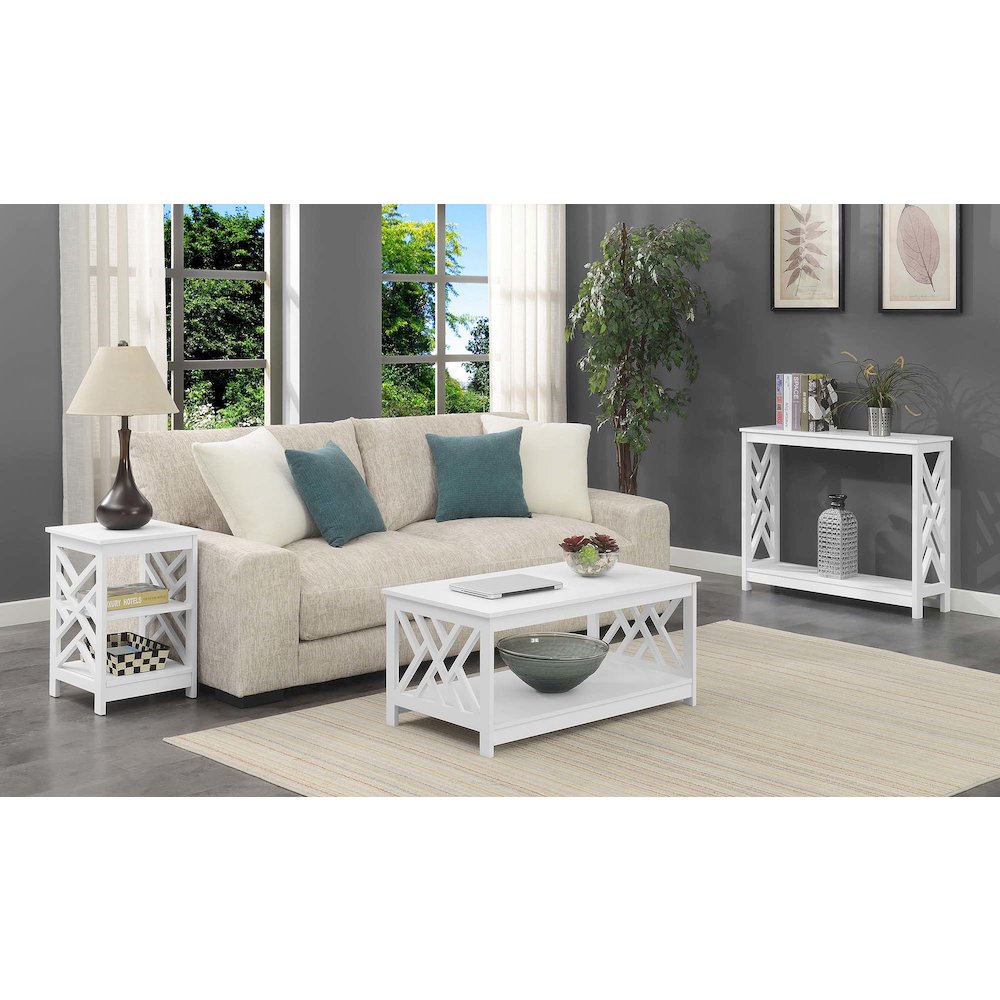 Titan Console Table with Shelf, White. Picture 5