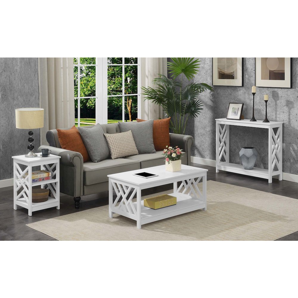 Titan Console Table with Shelf, White. Picture 6