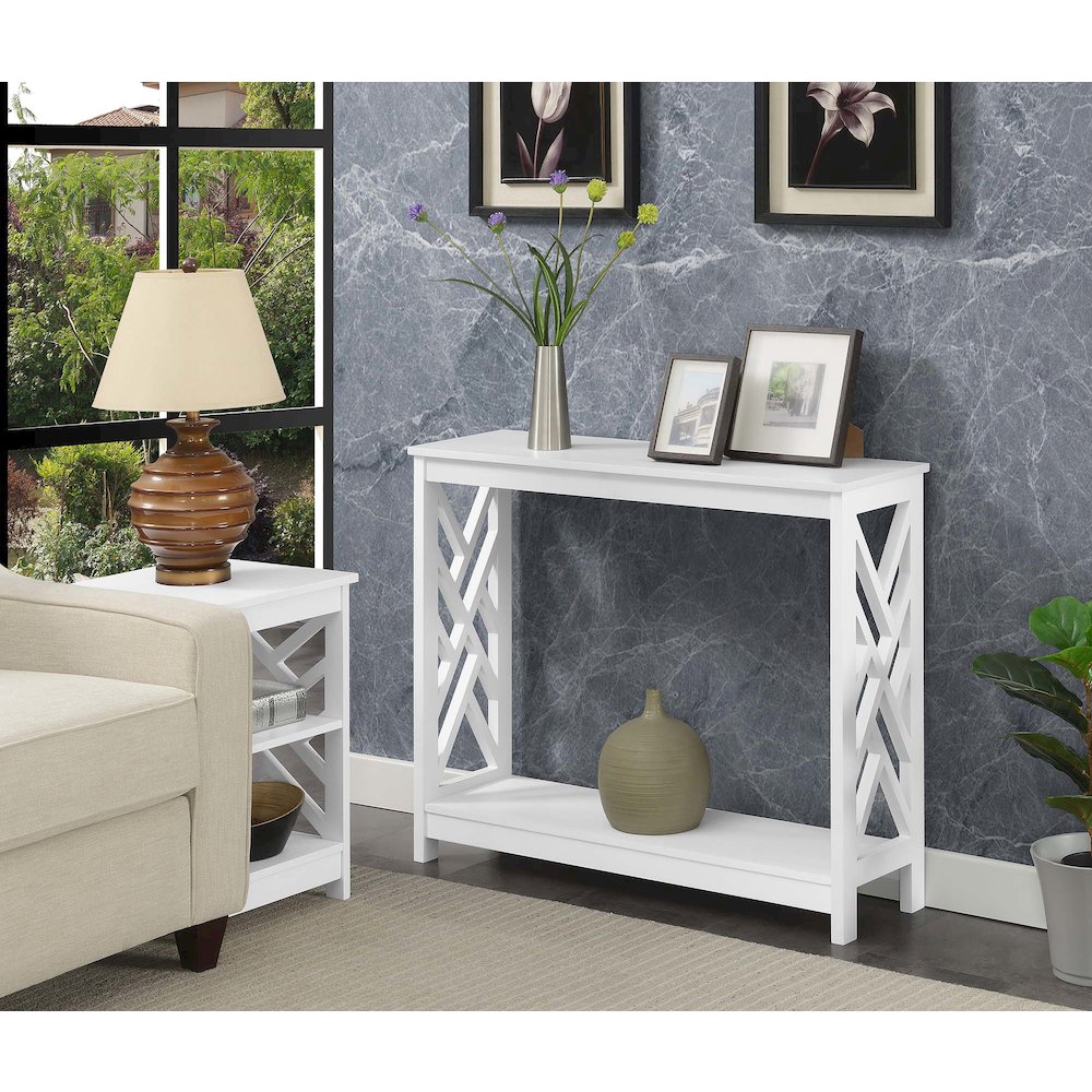 Titan Console Table with Shelf, White. Picture 2