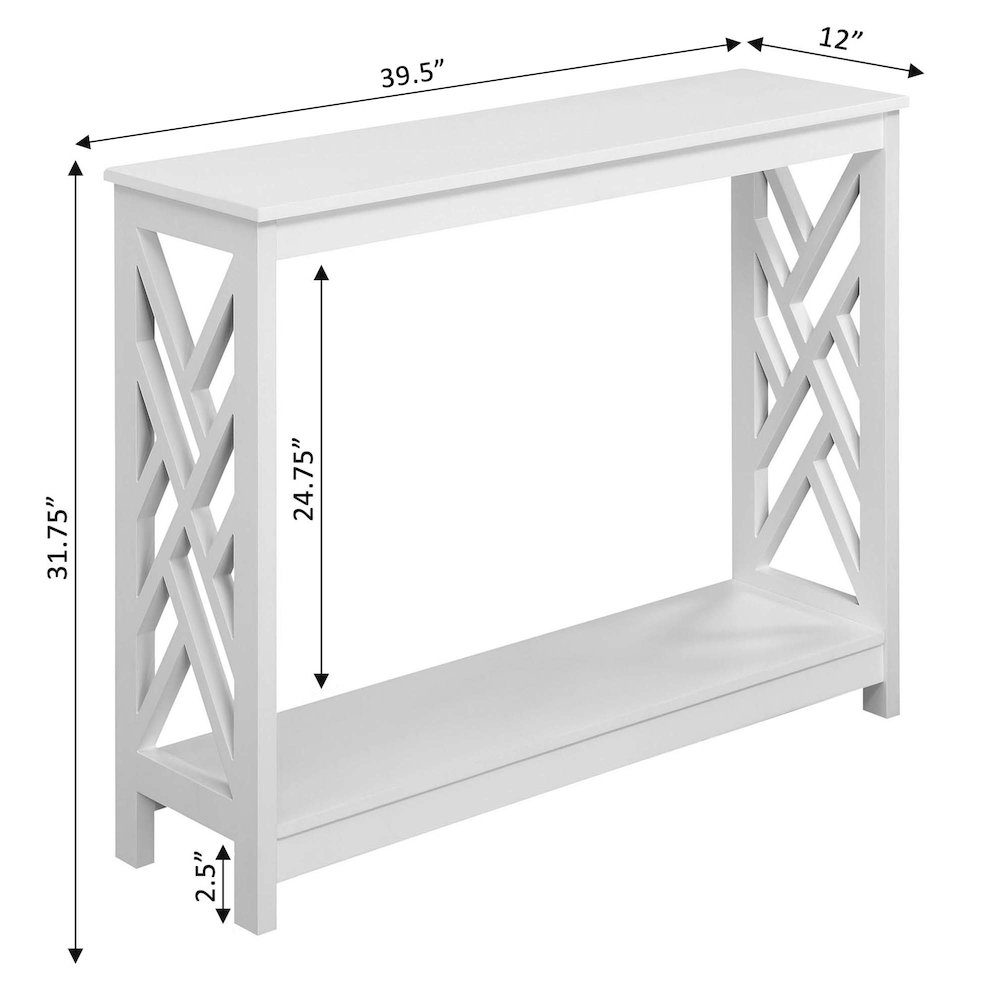 Titan Console Table with Shelf, White. Picture 7