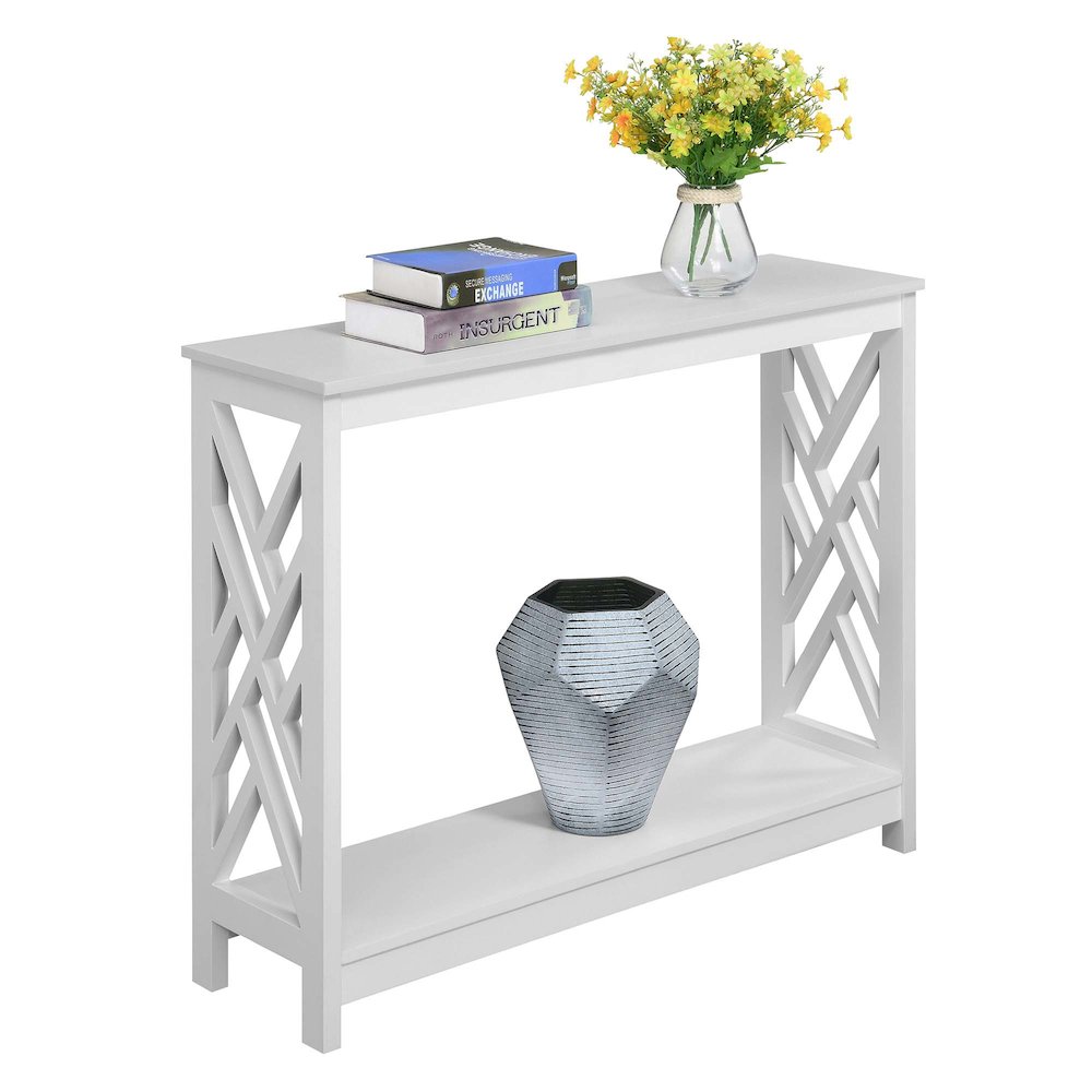 Titan Console Table with Shelf, White. Picture 3