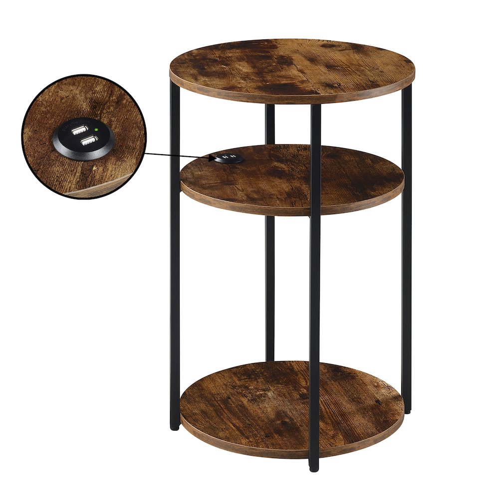 Designs2Go Simon 3 Tier End Table with USB Ports. Picture 1