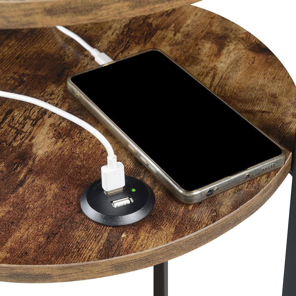 Designs2Go Simon 3 Tier End Table with USB Ports. Picture 6