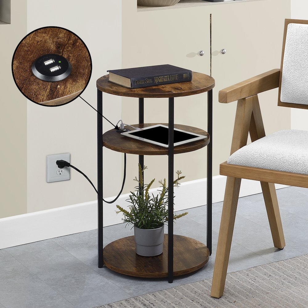 Designs2Go Simon 3 Tier End Table with USB Ports. Picture 2