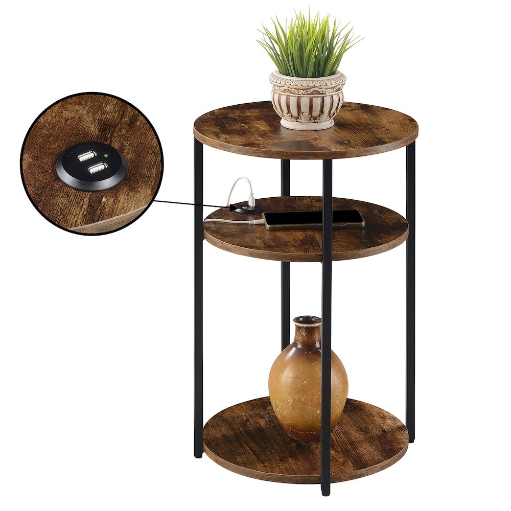 Designs2Go Simon 3 Tier End Table with USB Ports. Picture 3