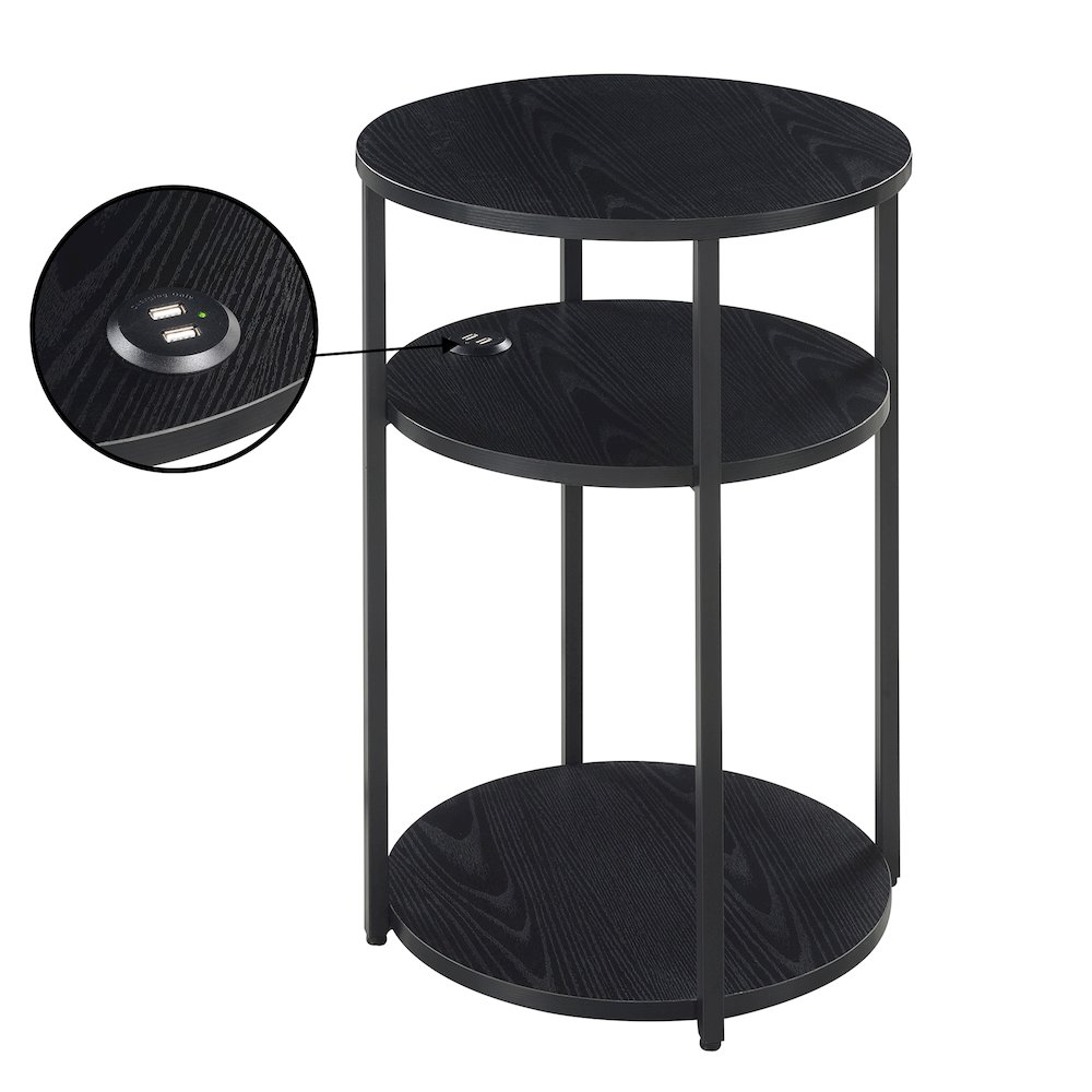 Designs2Go Simon 3 Tier End Table with USB Ports. Picture 1