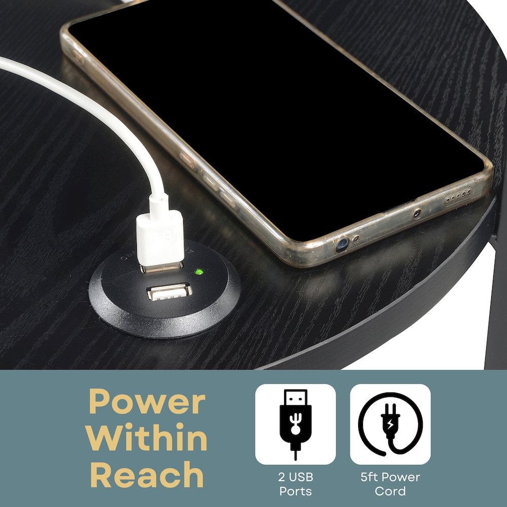 Designs2Go Simon 3 Tier End Table with USB Ports. Picture 7