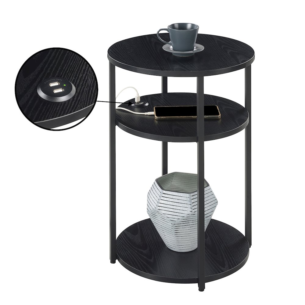 Designs2Go Simon 3 Tier End Table with USB Ports. Picture 3