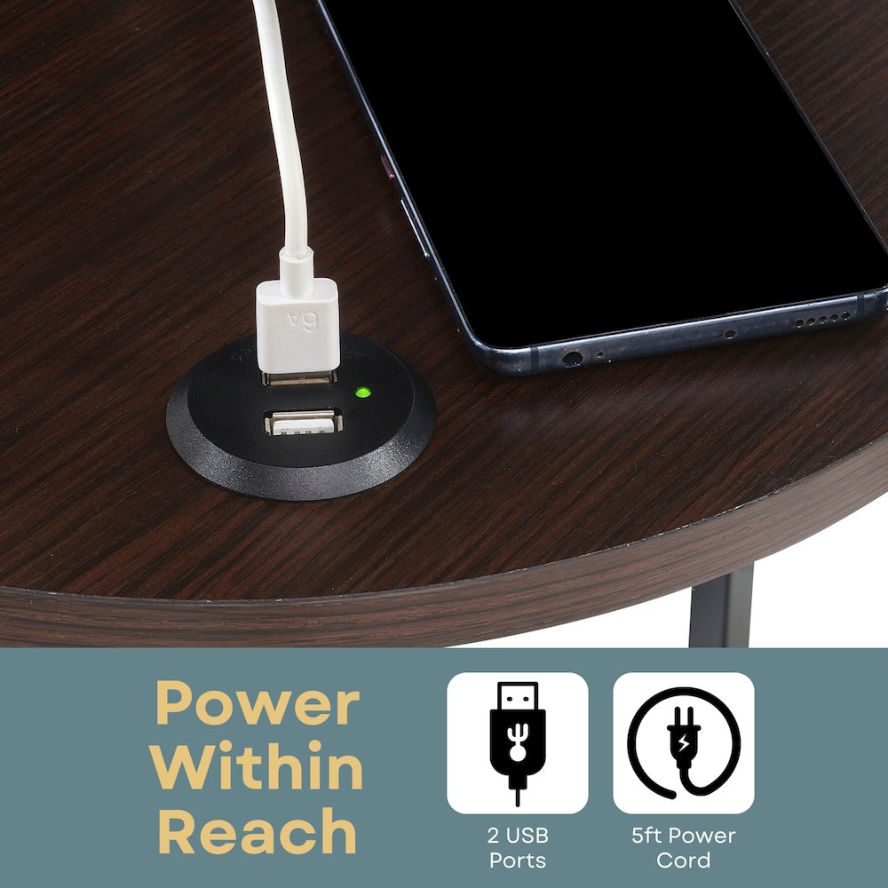 Designs2Go Simon 3 Tier End Table with USB Ports. Picture 6