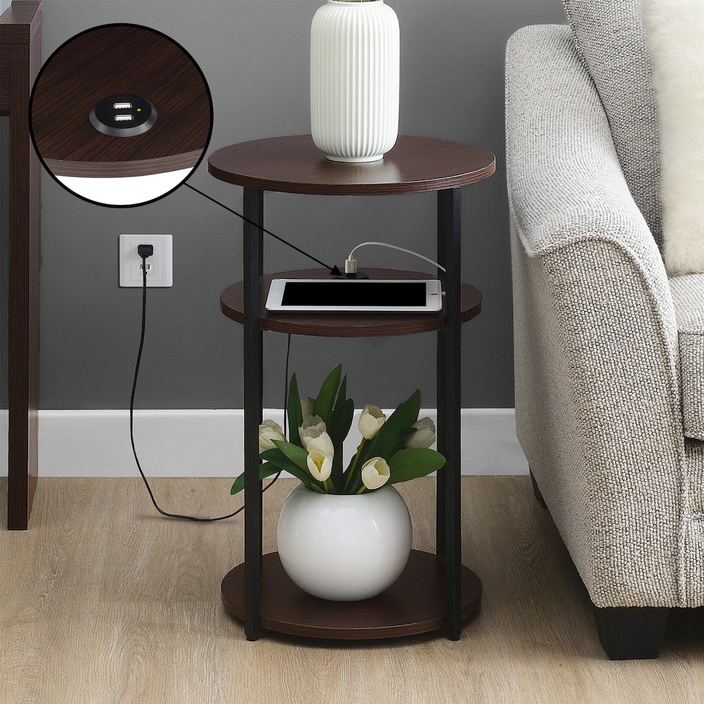 Designs2Go Simon 3 Tier End Table with USB Ports. Picture 2
