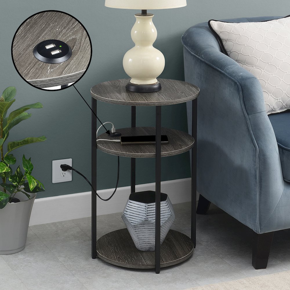 Designs2Go Simon 3 Tier End Table with USB Ports. Picture 2