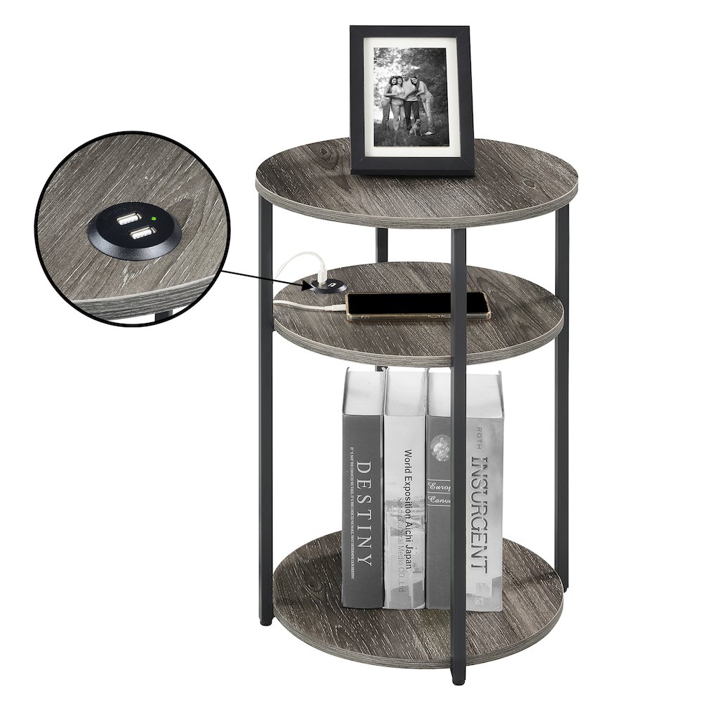 Designs2Go Simon 3 Tier End Table with USB Ports. Picture 3