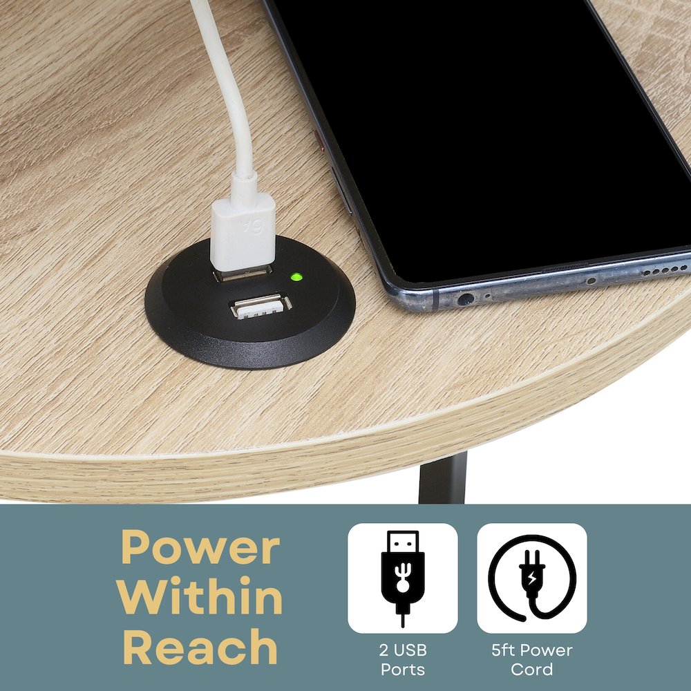Designs2Go Simon 3 Tier End Table with USB Ports. Picture 6