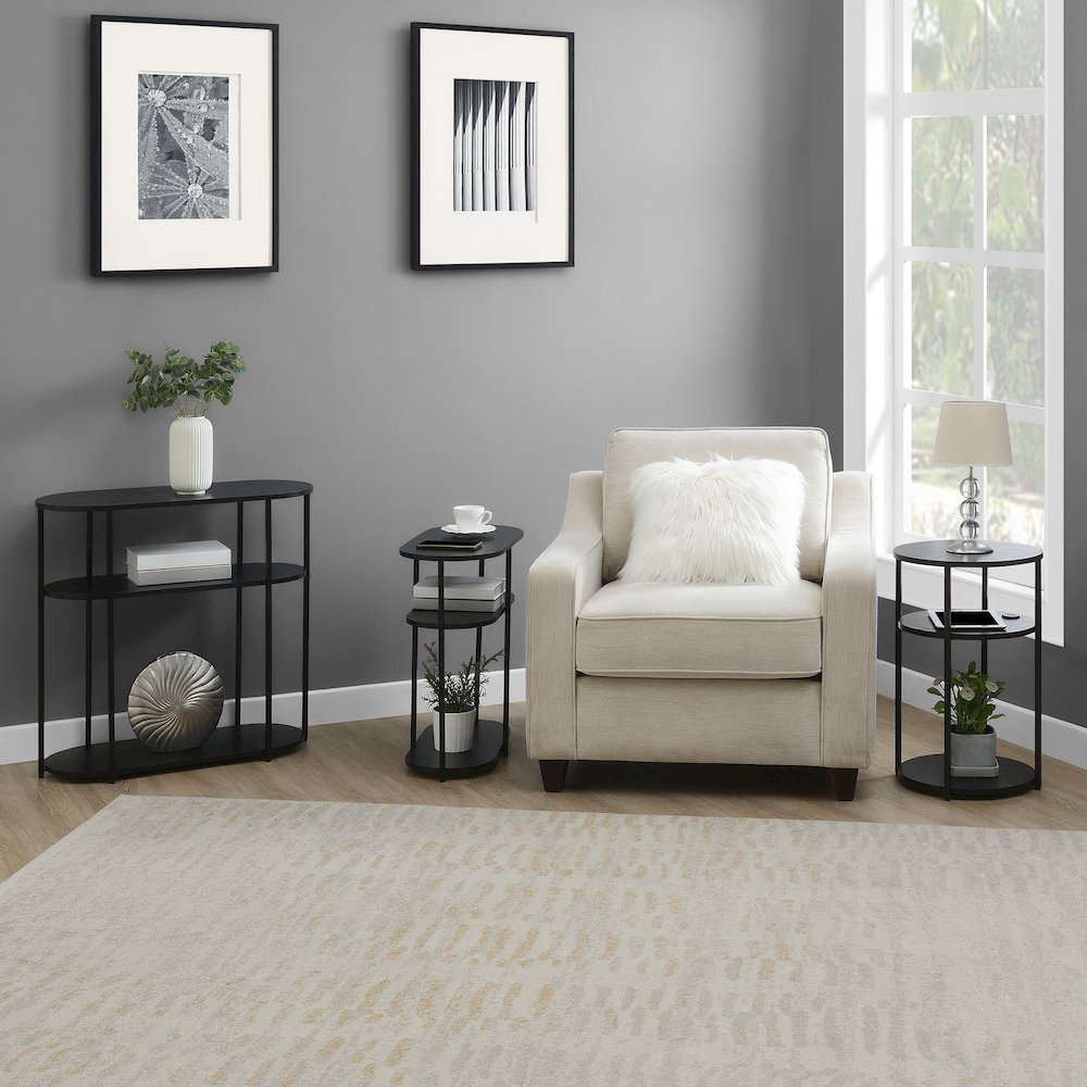 Designs2Go Simon 3 Tier Oval Chairside End Table with USB Ports. Picture 7