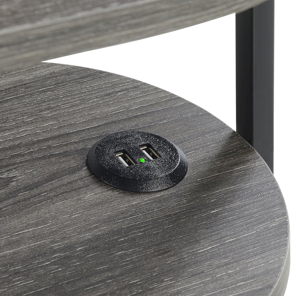 Designs2Go Simon 3 Tier Oval Chairside End Table with USB Ports. Picture 5