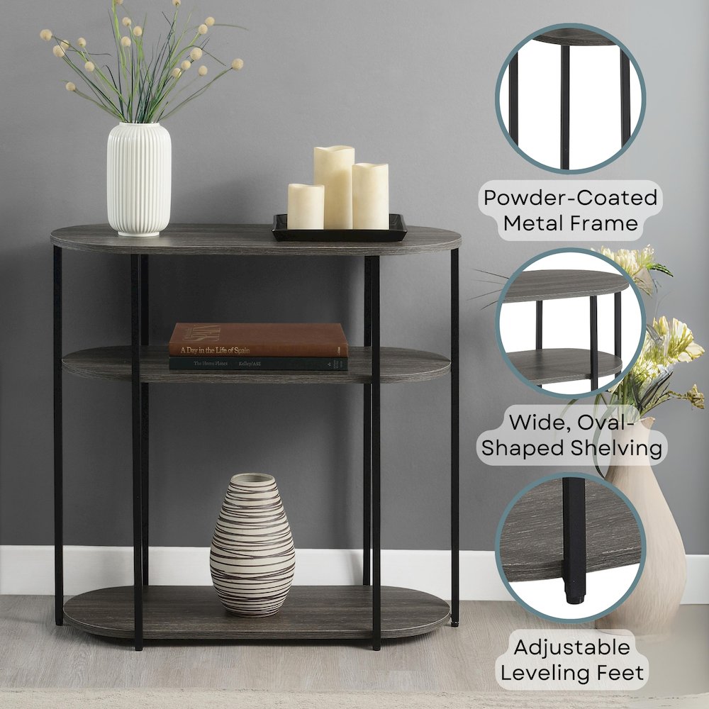 Designs2Go Simon 3 Tier Oval Entryway Hall Table. Picture 3