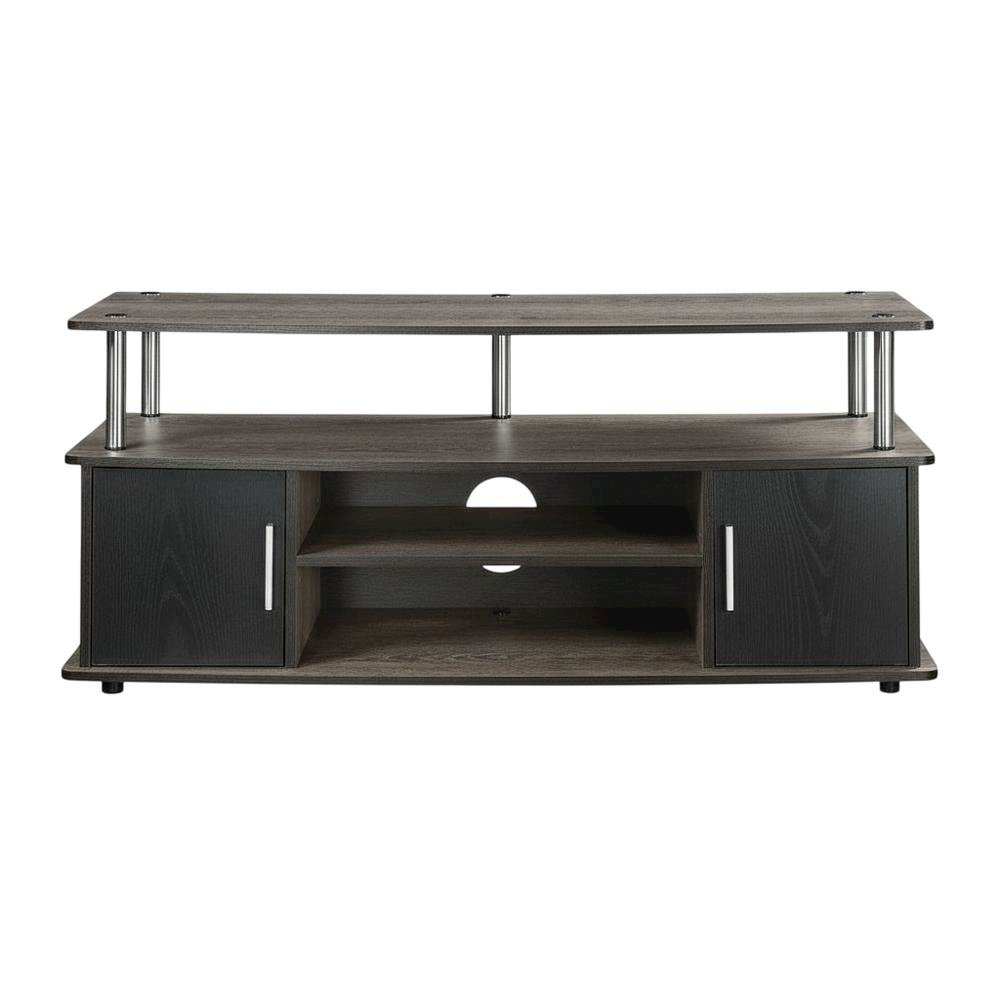 Weathered Gray, Black TV Stand, Cabinets, Shelves, up to 55 Inch TVs. Picture 4
