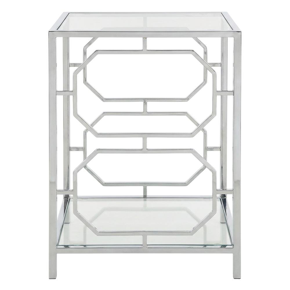 Modern Chrome End Table with Sleek Metal Frame and Minimalist Design. Picture 4