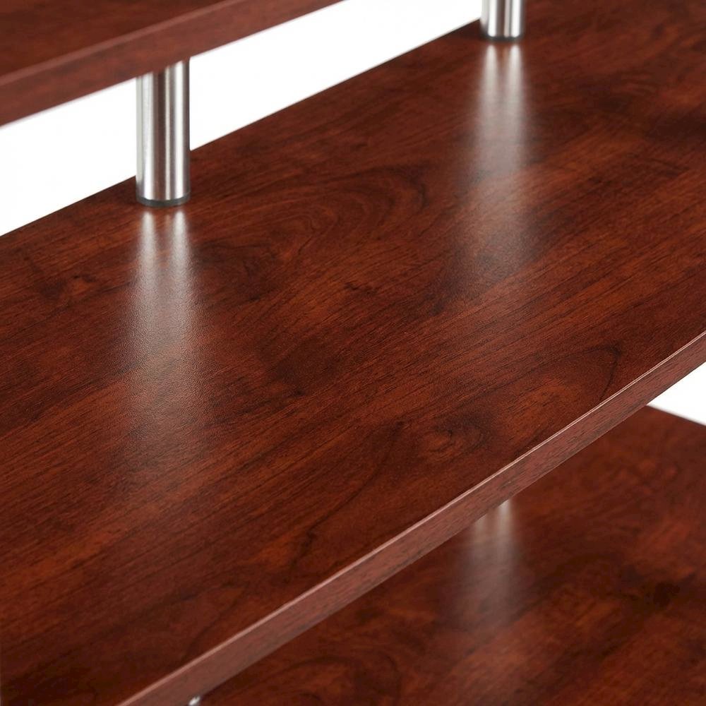 Cherry TV stand with no tools, 4-tier design, for TVs up to 55 inches. Picture 5