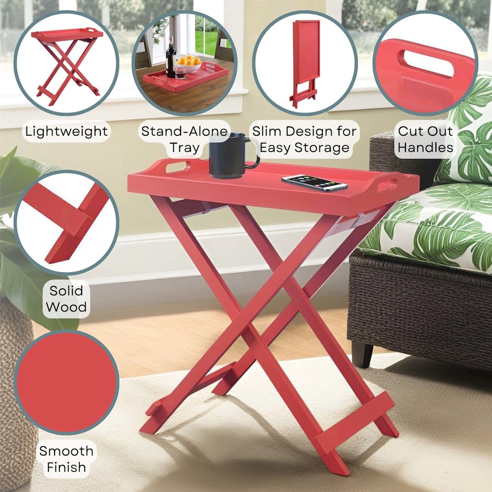 Designs2Go Folding Tray Table, Coral. Picture 4
