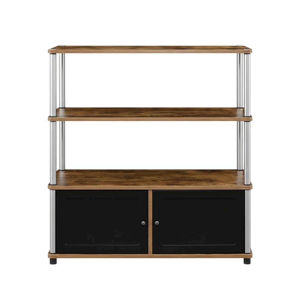 Barnwood TV Stand with Storage Cabinets and Shelves for 40-Inch TVs. Picture 4