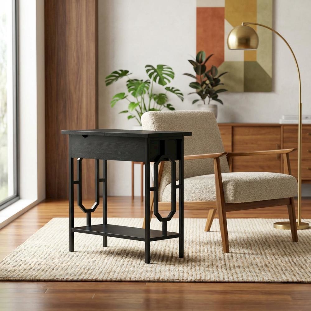 Flip Top End Table with Integrated Charging Station for Modern Living. Picture 3