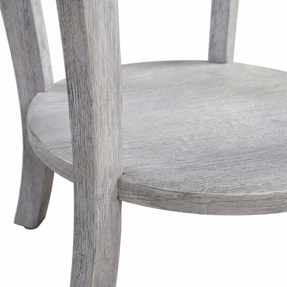 Round End Table with Distressed Finish and Sturdy Construction. Picture 6