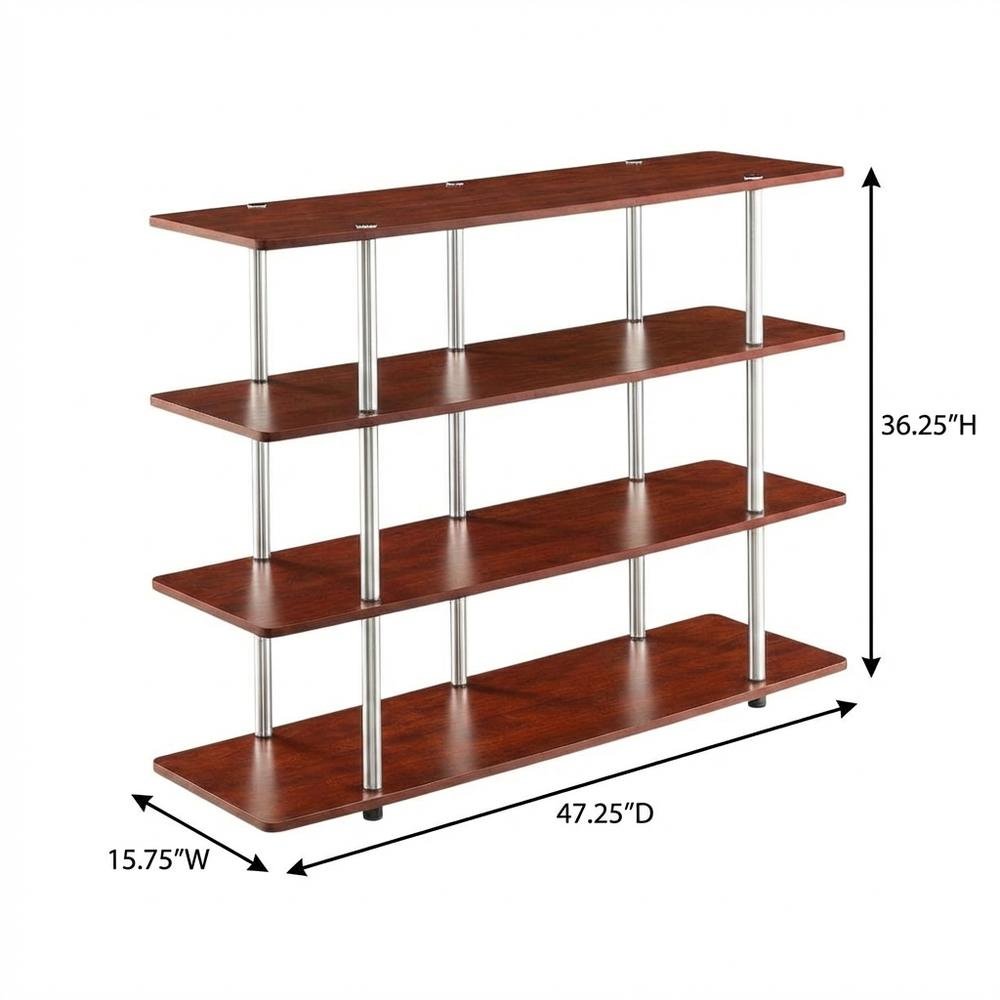 Cherry TV stand with no tools, 4-tier design, for TVs up to 55 inches. Picture 7