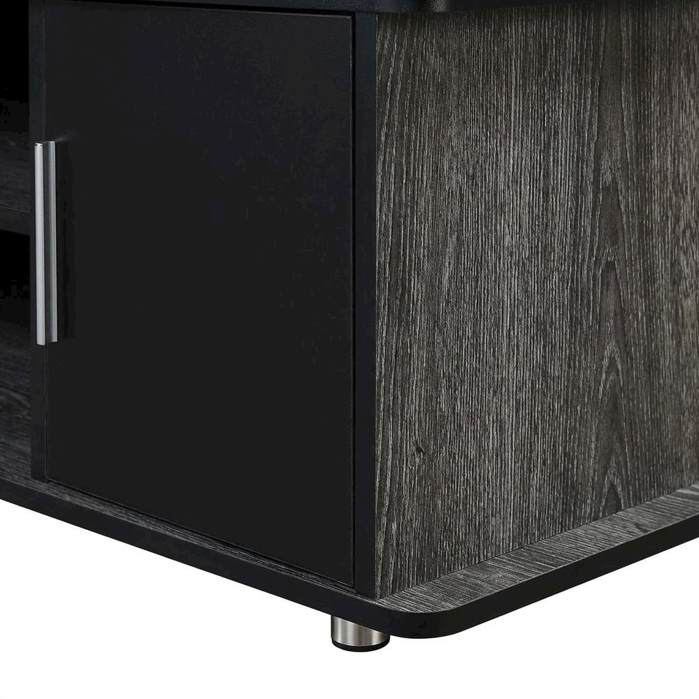 Weathered Gray/Black TV Stand with Melamine Veneer and Sturdy Construction. Picture 6