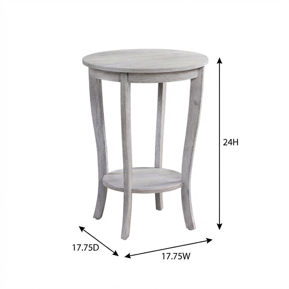 Round End Table with Distressed Finish and Sturdy Construction. Picture 7