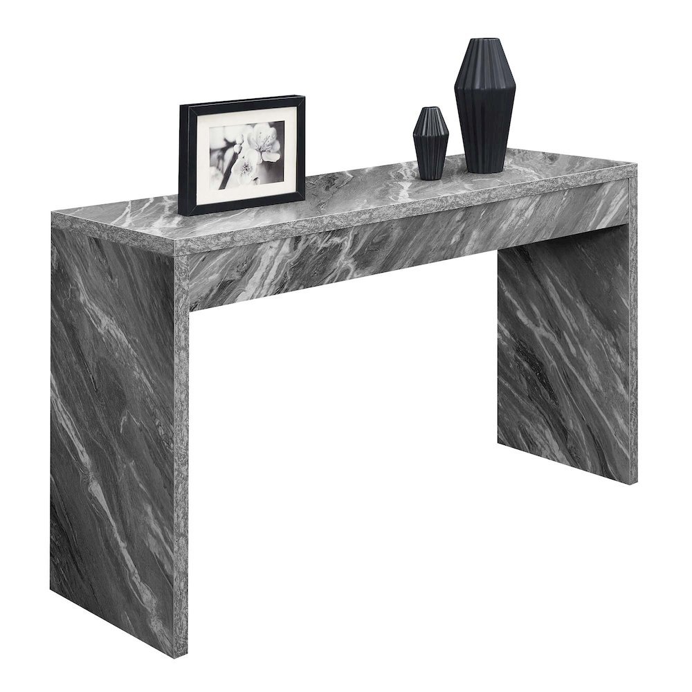 Console Desk, White, 48 Inch, Versatile, Faux Marble Top. Picture 4
