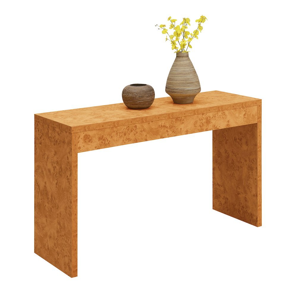 Console Desk Hall Table with Burl Finish, Wide Spacious Top, Beige, 48" Long. Picture 4