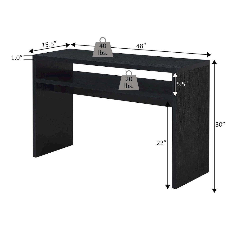 Deluxe Console Table with Spacious Top, Storage Shelf, White Finish, 30-inch. Picture 5