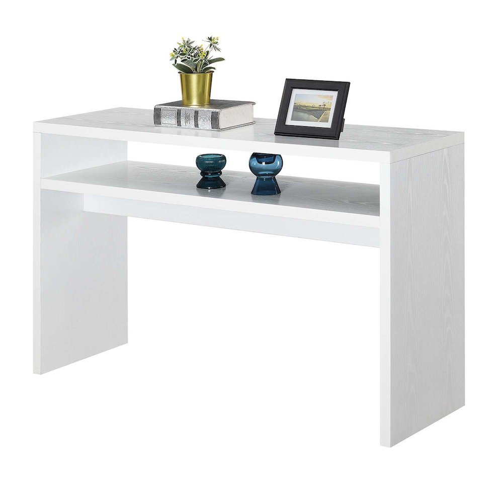 Deluxe Console Table with Spacious Top, Storage Shelf, White Finish, 30-inch. Picture 4