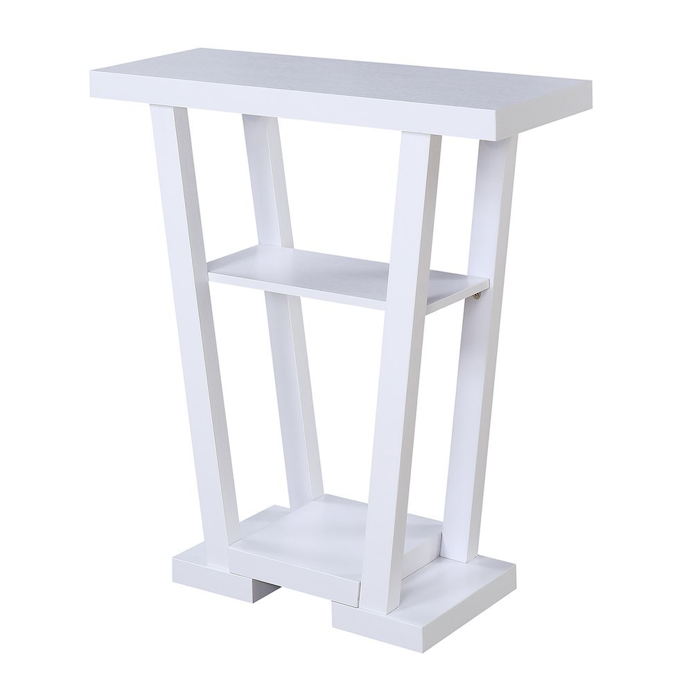 Newport Console Table with Two Shelves, Versatile Use in White Woodgrain Finish. Picture 1