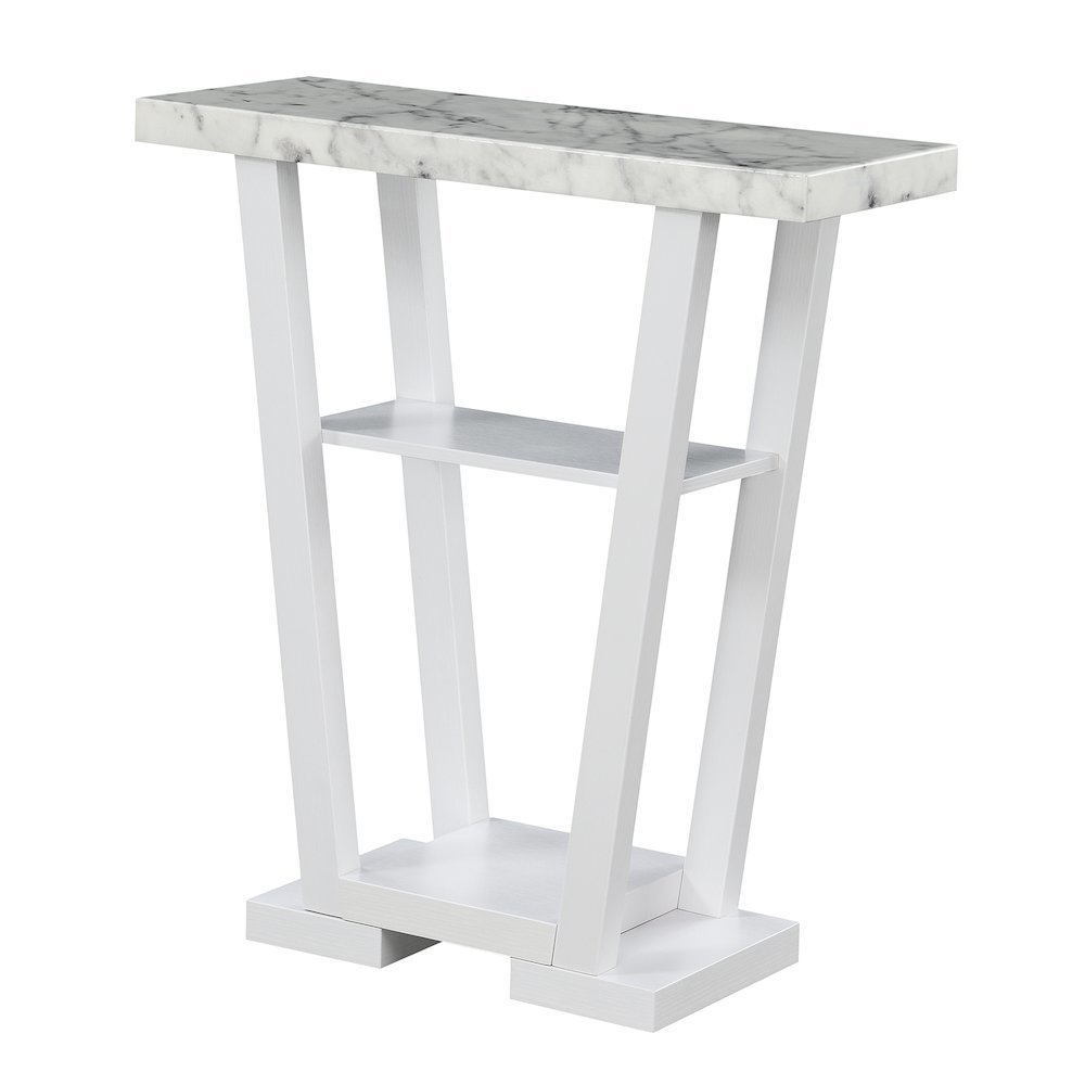 Console Table, Gray Marble, 2 Shelves, Entryway, Sofa. Picture 1