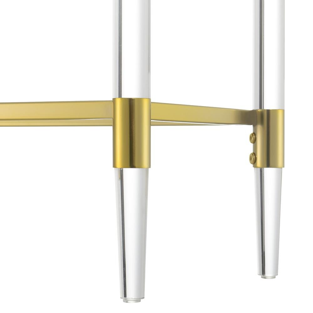 Console Table with 2 Glass Tiers, Acrylic Legs, Contemporary Style in Gold. Picture 6