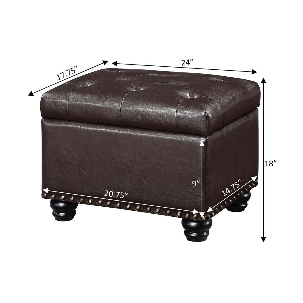 Storage Ottoman Footrest Chair in Brown Faux Leather, Pressure Hinge. Picture 8