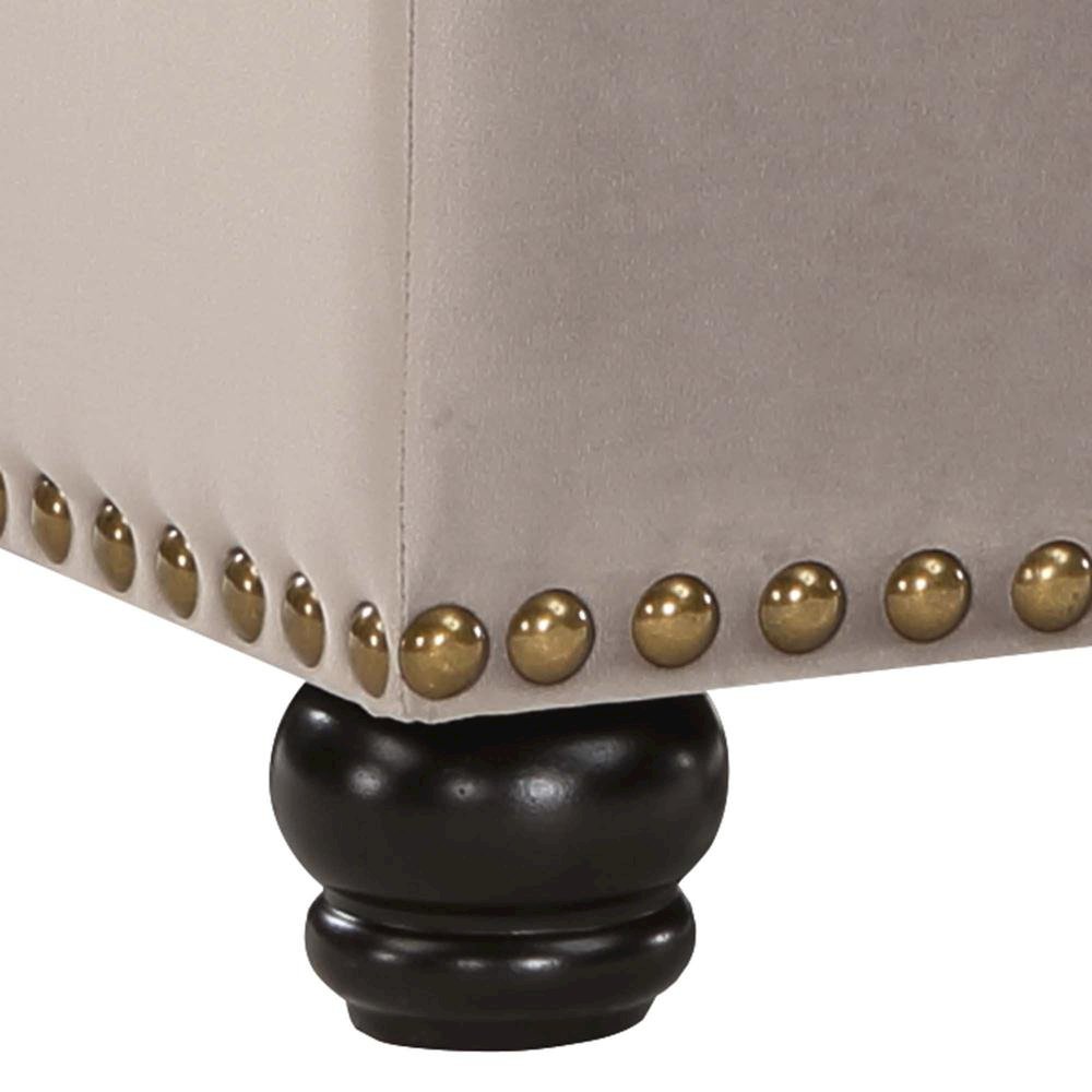 Storage Ottoman, Brown Velvet, Footrest, Button Tufting. Picture 7