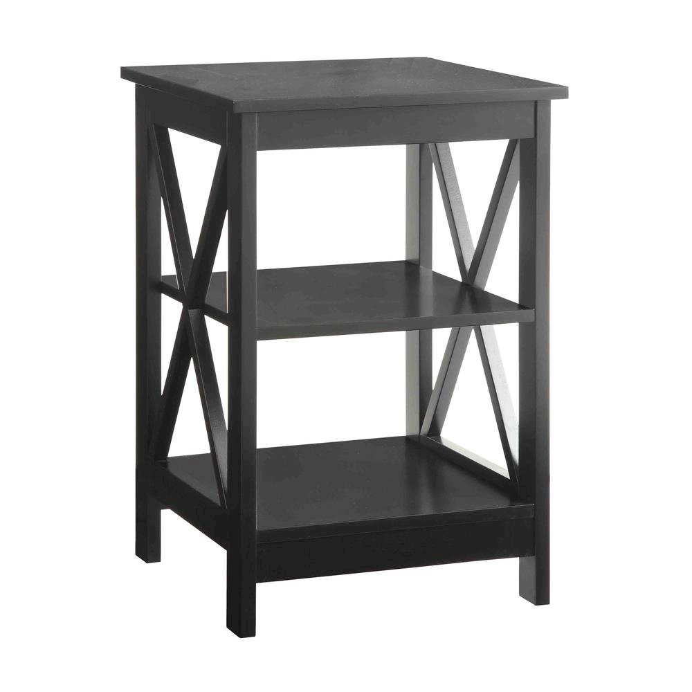 End Table Wood Shelves with 3 Tiers of Storage in Black, 15.75-inch. Picture 1