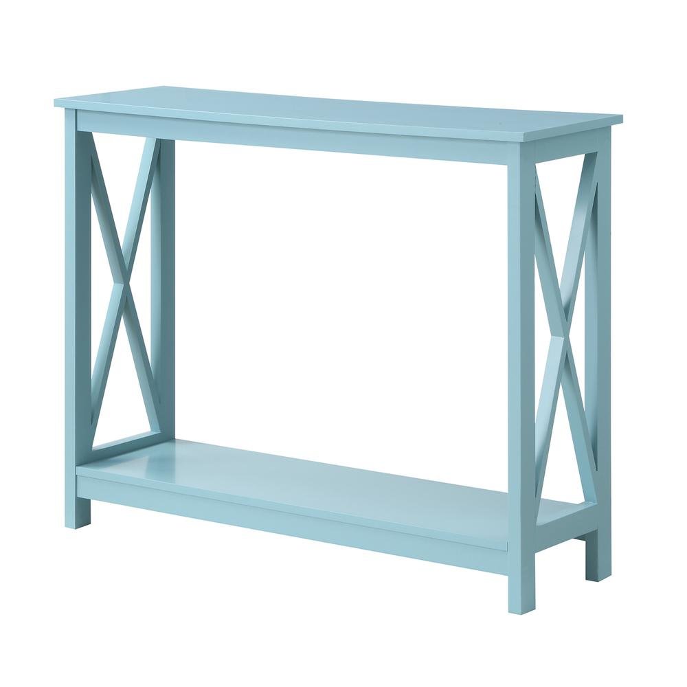 Console Table 2 Shelves, 39.5-inch Wide, Spacious Design, Blue Woodgrain Accent. Picture 1