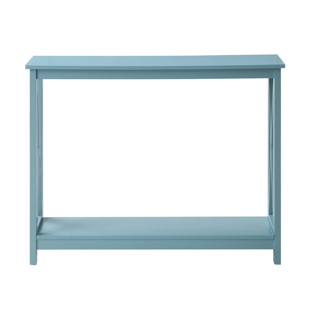 Console Table 2 Shelves, 39.5-inch Wide, Spacious Design, Blue Woodgrain Accent. Picture 4
