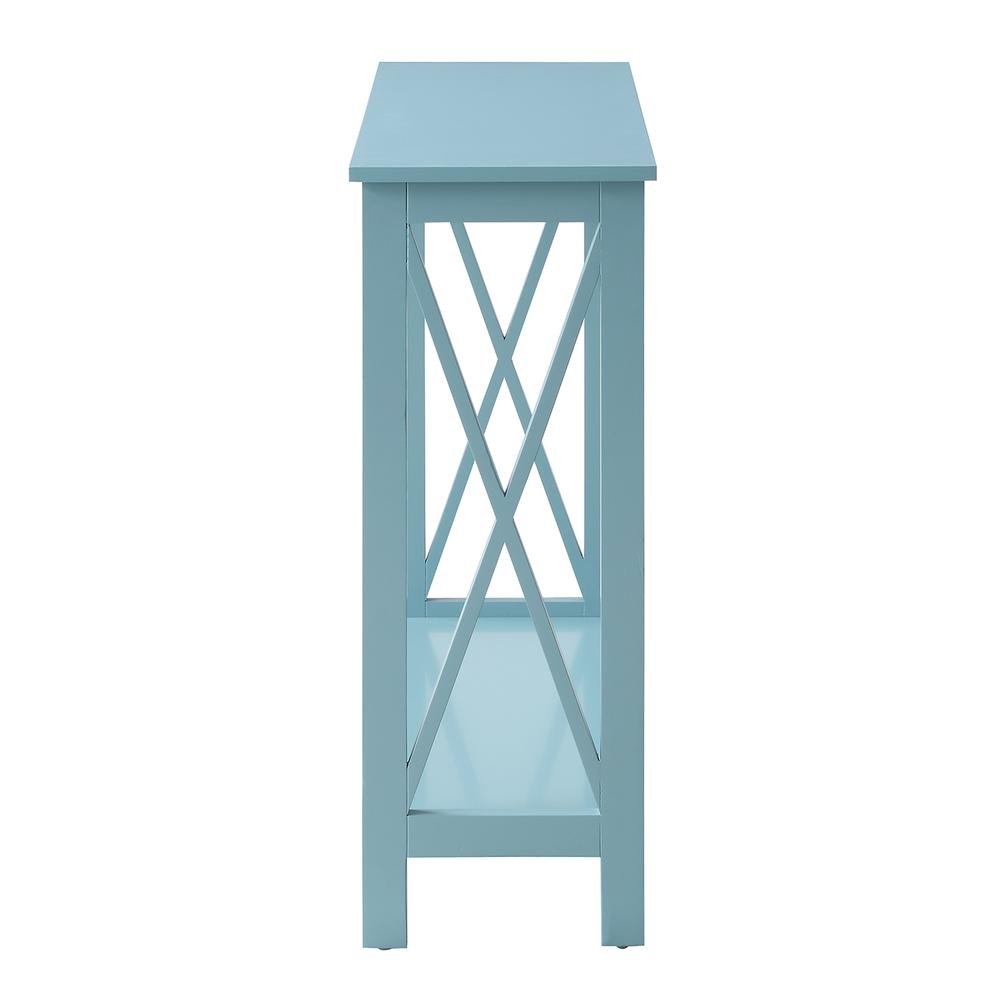 Console Table 2 Shelves, 39.5-inch Wide, Spacious Design, Blue Woodgrain Accent. Picture 5