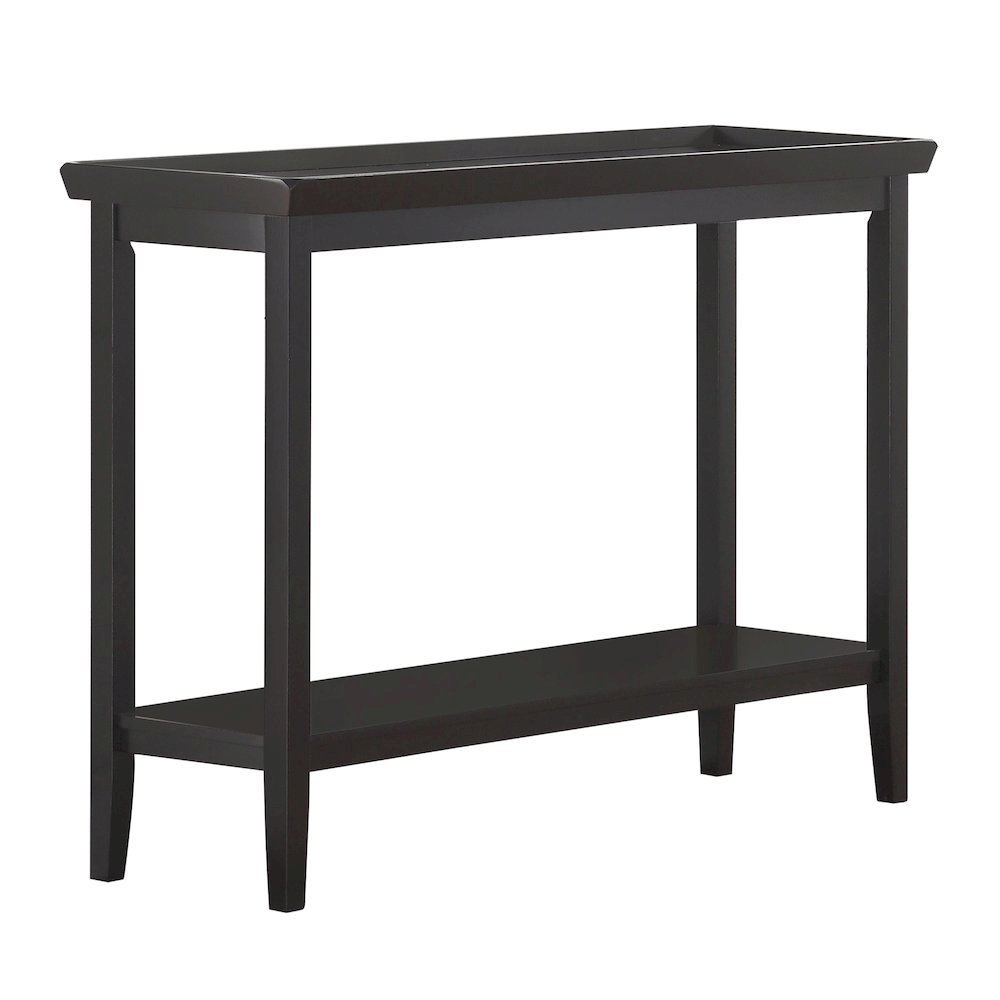 Hall Console Table with Raised Ledge Top, Solid Legs, Black Finish, 48-inch Wide. Picture 1