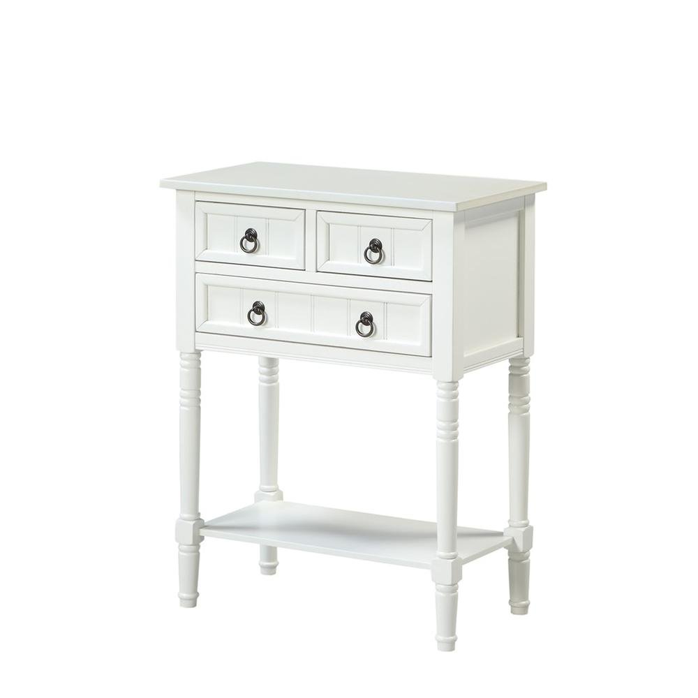 Kendra Hall Table with 3 Drawers and 2 Shelves, White Finish,2-Step Assembly. Picture 1