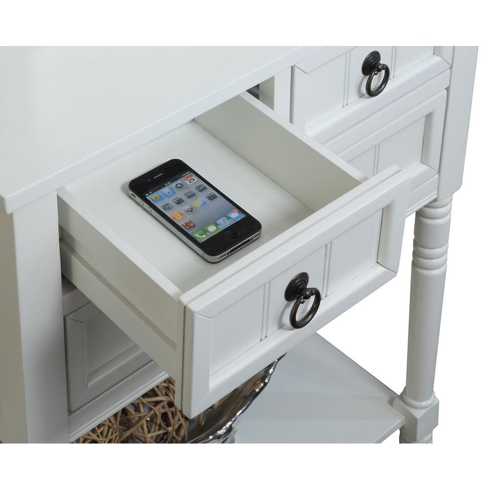 Kendra Hall Table with 3 Drawers and 2 Shelves, White Finish,2-Step Assembly. Picture 7