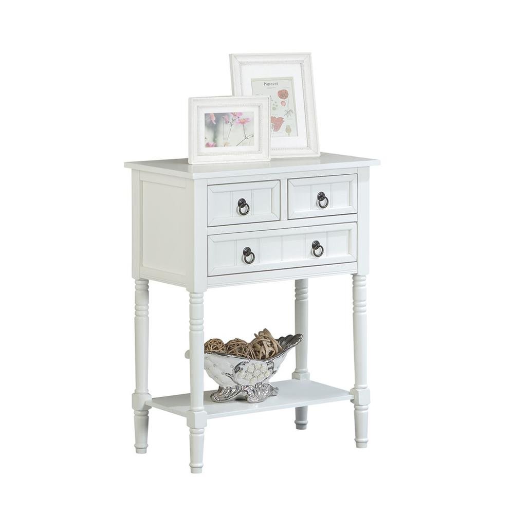 Kendra Hall Table with 3 Drawers and 2 Shelves, White Finish,2-Step Assembly. Picture 4